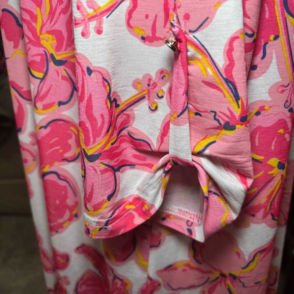 Simply Southern Pink‎ Floral Tab Sleee Tunic Top XXL Plus Resortwear Vacation - Picture 6 of 10